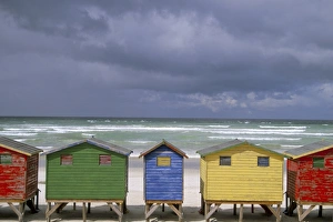 Images Dated 9th August 2008: Beach Huts Print, Muizenberg, South Africa