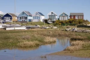 Beach huts on Mudeford Spit or Sandbank, Christchurch Harbour, Dorset, England Beach huts on Mudeford Spit or Sandbank, Christchurch Harbour, Dorset, England