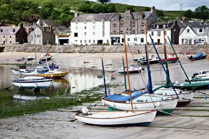 UK Harbours Prints: Beached yachts the Harbour at Stonehaven, Aberdeenshire, Scotland, United Kingdom, Europe