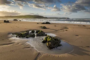 Beautiful Bigbury Beach at dawn in autumn, Bigbury-on-Sea, Devon, England, United Kingdom Beautiful Bigbury Beach at dawn in autumn, Bigbury-on-Sea, Devon, England, United Kingdom