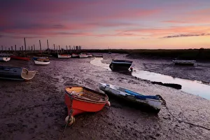 Prints of A beautiful sunrise at Morston Quay, North Norfolk, England, United Kingdom, Europe Norfolk Prints: A Beautiful Sunrise at Morston Quay Print