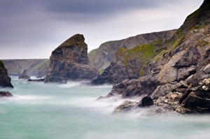Cornwall Travel Destination Prints: Bedruthan Steps and Carnewas, Cornwall, England, United Kingdom, Europe