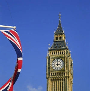 Prints of Big Ben and Union Jack, Westminster, London, England, United Kingdom, Europe Westminster Prints: Big Ben and Union Jack Print, London, UK