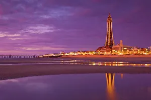 Blackpool Illuminations Print at Sunset