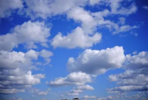 Blue Sky Photography Prints: Blue sky and puffy white clouds