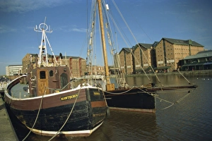 Gloucestershire Travel Destinations Prints: Boats in docks, Gloucester, Gloucestershire, England, United Kingdom, Europe