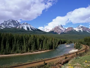 Bow River and railway at Morant's Curve, from Bow Valley Parkway, Banff National Park Bow River and railway at Morant's Curve, from Bow Valley Parkway, Banff National Park
