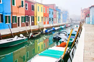 Brightly colored fishermen's houses in Burano, Metropolitan City of Venice Brightly colored fishermen's houses in Burano, Metropolitan City of Venice