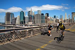 Brooklyn Bridge Print featuring Lower Manhattan