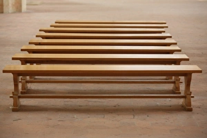 Brou royal monastery benches, Bourg en Bresse, Ain, France, Europe Brou royal monastery benches, Bourg en Bresse, Ain, France, Europe