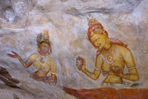 Buddhist frescoes in cave gallery part way up Lion Rock, Sigiriya, UNESCO World Heritage Site Buddhist frescoes in cave gallery part way up Lion Rock, Sigiriya, UNESCO World Heritage Site