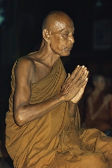 Buddhism In Thailand Images Prints: Buddhist monk meditating