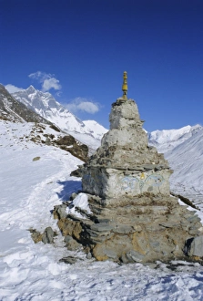 Buddhist Monuments In Asia Prints: Buddhist stupa above Dingboche