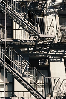 Colorful Cityscape Images Prints: Detail of building with fire escape