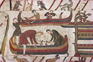 Bayeux Tapestry Print: Building Ships for War