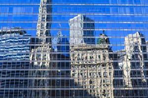 Buildings on West Wacker Drive reflected in the Trump Tower, Chicago, Illinois, United States of America, North America Buildings on West Wacker Drive reflected in the Trump Tower, Chicago, Illinois, United States of America, North America