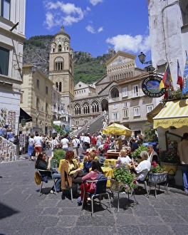 Campania Europe Travel Prints: Cafes and cathedral