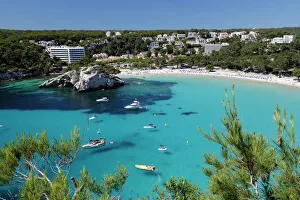 Prints of Cala Galdana, Menorca, Balearic Islands, Spain, Mediterranean, Europe Related Image Prints: Cala Galdana Print - Mediterranean Beach Scene