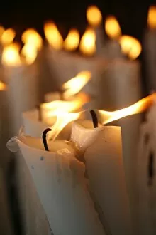 Images Dated 20th April 2000: Candles at the Lourdes shrine, Lourdes, Hautes Pyrenees, France, Europe