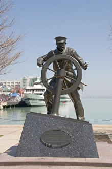 Chicago Illinois Landmarks Prints: Captain on the Helm statue, Navy Pier, Chicago, Illinois, United States of America