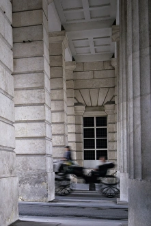 Austria Outdoor Photography Prints: Carriage passing between classical columns, Vienna, Austria, Europe