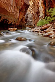 Cascade in The Narrows of the Virgin River, Zion National Park, Utah, United States of America, North America Cascade in The Narrows of the Virgin River, Zion National Park, Utah, United States of America, North America