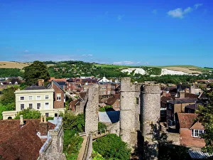 UK Castle Photography Prints: Castle Gate (Barbican), elevated view, Lewes, East Sussex, England, United Kingdom, Europe
