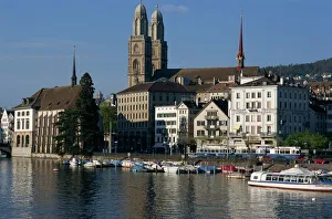 Outdoor Photography Europe Prints: Cathedral and Limmat River
