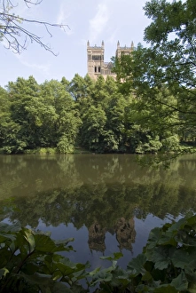 County Durham Landmarks Prints: Cathedral reflected in River Wear, UNESCO World Heritage Site, Durham, County Durham