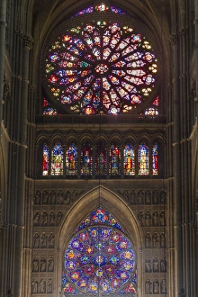 European Cathedrals Photography Prints: Cathedral west windows, Rheims, UNESCO World Heritage Site, Marne, France, Europe