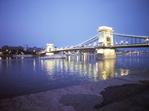 Danube River Bridge Prints: Chain bridge over the Danube River