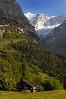 Mountain Village Scene Prints: Chalets and mountains