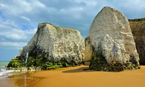 English Coastline Scenery Prints: Chalk stacks and cliffs, Botany Bay, near Margate, Kent, England, United Kingdom, Europe