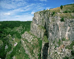 Cheddar Gorge tourist attraction, limestone rock formations, Somerset, England Cheddar Gorge tourist attraction, limestone rock formations, Somerset, England