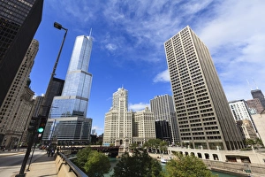 Chicago River looking towards Trump Tower and the Wrigley Building, Chicago, Illinois, United States of America Chicago River looking towards Trump Tower and the Wrigley Building, Chicago, Illinois, United States of America