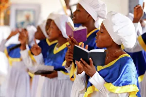 Choir singing, Sunday celebration at the Celestial Church of Christ, Missessinto Choir singing, Sunday celebration at the Celestial Church of Christ, Missessinto
