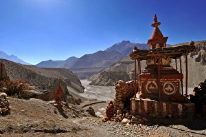 Village Prints: Chortens in Tangbe Village, Mustang Print