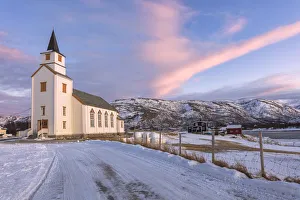 Church of Hillesoy, Brensholmen, Troms county, Norway, Scandinavia, Europe Church of Hillesoy, Brensholmen, Troms county, Norway, Scandinavia, Europe