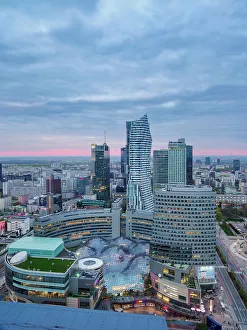 Warsaw Cityscape Photography Prints: City Centre Skyline, elevated view, Warsaw, Masovian Voivodeship, Poland, Europe
