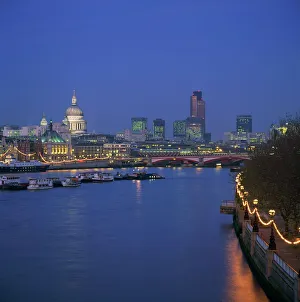 Cathedral Prints: London City Skyline Print at Dusk