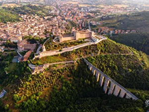 Whole cityscape of Spoleto, with the Roman aqueduct, the fortress and the old town Whole cityscape of Spoleto, with the Roman aqueduct, the fortress and the old town