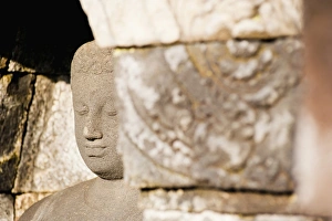 Close up of stone Buddha at Borobudur Temple, UNESCO World Heritage Site, Java, Indonesia Close up of stone Buddha at Borobudur Temple, UNESCO World Heritage Site, Java, Indonesia