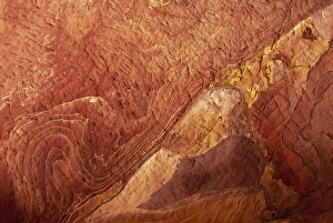 Middle East Natural Wonders Prints: Close-up of polychromic sandstone rock patterns