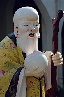 Close-up of a statue of an old Chinese Confucian sage Close-up of a statue of an old Chinese Confucian sage