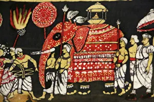 Cloth print depicting the sacred Buddha tooth relic in the Perahera in Kandy Cloth print depicting the sacred Buddha tooth relic in the Perahera in Kandy