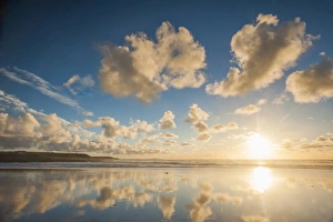 Cloud reflections at Constantine Bay at sunset, Cornwall, England, United Kingdom, Europe Cloud reflections at Constantine Bay at sunset, Cornwall, England, United Kingdom, Europe