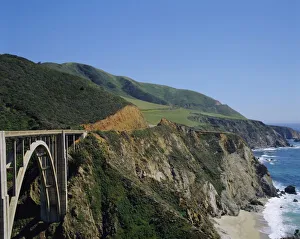 The coast and Bixby Bridge on the Pacific Highway The coast and Bixby Bridge on the Pacific Highway