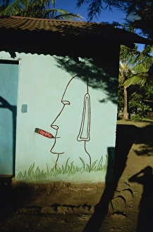 Easter Island Tourist Attractions Prints: Coca cola mural, Easter Island, Chile, South America