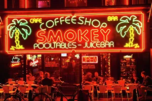 Prints of Coffeeshop, Rembrandtsplein, Amsterdam, The Netherlands (Holland), Europe Netherlands Prints: Rembrandtsplein Coffee Shop Print