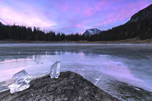 Colors of the sunset reflected on the icy surface of Lake Palu, Malenco Valley, Valtellina Colors of the sunset reflected on the icy surface of Lake Palu, Malenco Valley, Valtellina
